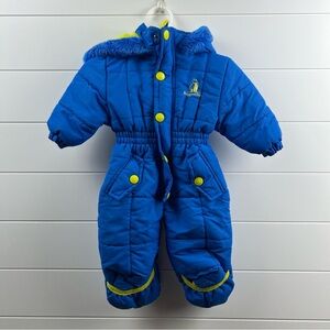 Rugged Bear infant snow suit with hood and footies size 3-6 mos blue winter snap